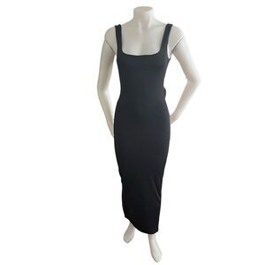 SHEIN Bodycon Black Dress Stretch Long Midi Sleeveless Low Cut US Size 4